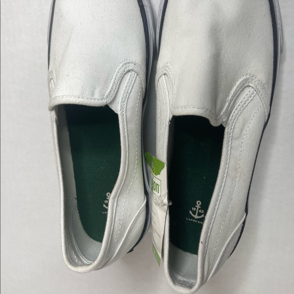 Lands' End White Slip-On Kids Sneakers